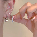 Daiiibabyyy Korean Fashion Crystal Star Hoop Earrings Punk Aesthetic DIY Mini Cute Earrings for Women Y2K Accessory Egirl Jewellery 2000s
