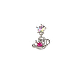 Daiiibabyyy NEW Y2K Cute Stainless Steel Pink Heart Bear Wing Piercing Cartilage Stud Earring For Women Egirl EMO Grunge Jewelry Accessories