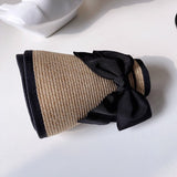 Daiiibabyyy Straw hats for women Visor Empty Top Hat Women's Summer Sunscreen Commuter Sun Hat Bow Rear Elastic Riding Cap
