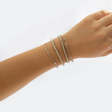 Daiiibabyyy IngeSight.Z Multilayer Crystal Rhinestone Bracelet Bangles for Women Punk Cuban Tennis Chain Heart Beaded Bracelets Set Jewelry