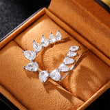 Daiiibabyyy Wings Feather Climbing Piercing Earrings for Women Silver Color Ear Clip Shiny Zircon Lobe Accessories Fashion Jewelry KCE116