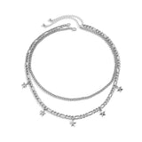 Daiiibabyyy Pentagram Pendant Men's Hip-hop Metal Necklace Simple Style Double-layer Choker Chain Short Necklace Men Chain Jewelry