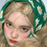 2022 Summer Popular Accessories Turban Girl Retro Daisy Triangle HairScarf FFrench Crochet Knitted Square Floral Girl Head Bands daiiibabyyy