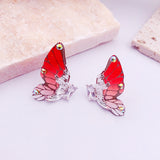 Daiiibabyyy Fairy Rainbow Gradient Resin Acrylic Wings Drop Earrings for Women Brass Gold Butterfly Pendant Earring Wedding Jewelry
