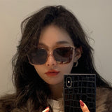 Daiiibabyyy Fashion Square Sunglasses for Women Vintage Oversized Frame Sunglasses Retro Sun Glasses UV400 Protection Driving Eyewear