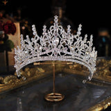 Baroque Luxury Bling Crystal Heart Bridal Tiaras Crown Big Rhinestone Pageant Diadem Bride Hairbands Wedding Hair Accessories daiiibabyyy