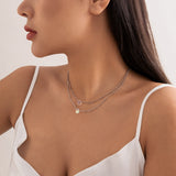 Daiiibabyyy IngeSight.Z Simple Waterdrop Crystal Pendant Necklace for Women Punk Silver Color Clip Beads Choker Necklace Collar Jewelry