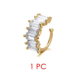 Daiiibabyyy Shiny Crystal Ear Cuff Earring For Women Chic Simple Zirconia Gold Color Fake Piercing Cuban Link Chain Cartilage Earing Jewelry
