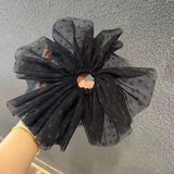 Daiiibabyyy 26cm Super Large Lace Dots Hair Scrunchies for Women Fairy Elegant Mesh Dot Hair Bands Oversized Ponytail Holder Lady Hair Ties
