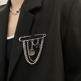 Korean Style Metal Smile Brooch For Women Men Suit Decoration Tassel 2 Layers Chain Metal Beads Pin Cloth Jewelry Accessories 20 daiiibabyyy