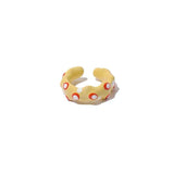 Daiiibabyyy Harajuku Y2K Cool Enamel Colorful Strawberry Wave Point Irregular Open Rings for Women Egirl Sweet Unique Ring Finger Jewelry