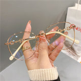 Vintage New Oval Metal Frame Glasses Women Fashion Optical Myopia Blocking Eyewear Popular Reading Anti-blue Light Eyeglasses daiiibabyyy