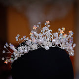 Daiiibabyyy Luxury Pearls Sequins Flowers Hairband Crystal Beaded Tiaras Crowns Rhinestone Pageant Diadem Headpiece Wedding Hair Accessories