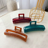 Daiiibabyyy 11.6cm Solid Color Hollow Square Acrylic Big Hair Claw For Women Girls Fashion Plastic Barrettes Hairpin Clomp Hair Accessories