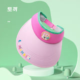 Daiiibabyyy Baby Roll-up Straw Visor Hat Sun Hat, Kid Toddler Wide Brim Cute Bunny Ponytail Summer Beach Sun Hat Adjustable For 1-12 Years