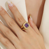 Daiiibabyyy Punk Titanium Steel Glass Zircon Hip Hop Ring for Women Men Retro Trend Exaggerated Finger Ring Party Jewelry Accessories