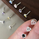 Daiiibabyyy Heart Y2k 2000s Aesthetic Cartilage Piercing Ear Lobe Helix Stud Earring for Women Colorful CZ Earing Tragus Rook Jewelry KAE249