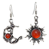 Fashion Bohemia Sun And Moon Earrings Silver Color Round Crystal Drop Earrings Women Female Boho Jewelry Gift For Her