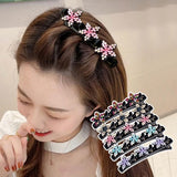 Daiiibabyyy Fashion Korean Style Acryli Crystal Flowers Star Hair Clips For Girl Summer Sweet Cute Bangs Side Barrettes Elastic Hair Clips