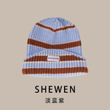 Daiiibabyyy Winter Men Warm Striped Knitted Beanie Hip Hop Cycling Cotton Knit Hat Women Acrylic Ski Cap Skullcap Skullies Gorras