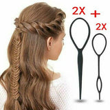 4pcs/setHair Braid Topsy Tail Ponytail Tools Hair Bun Maker Hair Styling Tools Ponytail Creator Plastic Loop Hair Accessories daiiibabyyy