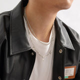 Daiiibabyyy Pentagram Pendant Men's Hip-hop Metal Necklace Simple Style Double-layer Choker Chain Short Necklace Men Chain Jewelry