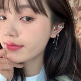Daiiibabyyy Korean Fashion Pearl Zircon Flower Clip Earrings For Women Fake Piercing No Hole Earbone Ear Cuff Aesthetic Jewelry Gifts