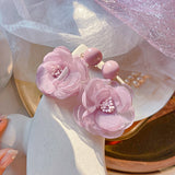 Daiiibabyyy Unique Design Purple Flowers Butterfly Drop Earrings for Women Sweet Fairy Mystery Shiny Crystal Resin Yarn Earring Jewelry