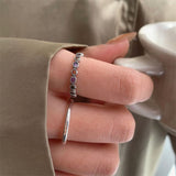 Daiiibabyyy Vintage Silver Color Rainbow Zircon Finger Rings For Women Fashion Light Luxury Adjustable Open Ring Fine Jewelry Gifts