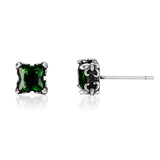 Daiiibabyyy New In Geometry Emerald Zircon Stud Earrings For Women Classic 925 Silver Retro Wedding Jewelry Free Shipping