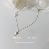 Daiiibabyyy Beaded NecklaceNiche DesignFrench Vintage Stacked Freshwater Pearl NecklaceWomen's Metal PendantLockbone ChainNecklace