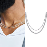 Daiiibabyyy Cuban Rope Stack Necklace Set, Stainless Steel Alone and Stacked Necklace Choker for Men Women Unisex Jewelry