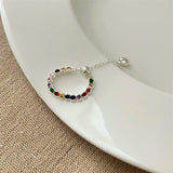 Daiiibabyyy Delicate Shinning Colorful Zirconnia Adjustable Rings For Women Korean Style Simple Fashion Jewelry Ring