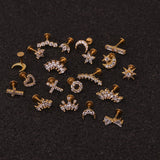 Daiiibabyyy Dainty Piercing Ear Cartilage Earrings for Women 1PC Stainless Steel Screw Back Stud Earing Helix Flat Tragus Conch Body Jewelry