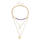 Daiiibabyyy Multi-layer Pendant Necklace Jewelry New Multi-layer Pendant Necklace Female Jumper Chain Personality Tide Cool Hundred