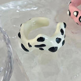 Daiiibabyyy Harajuku Y2K Cool Enamel Colorful Strawberry Wave Point Irregular Open Rings for Women Egirl Sweet Unique Ring Finger Jewelry