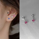 Daiiibabyyy Y2k 2000s Aesthetic Piercing Flat Cute Heart Stud Earring for Women Colorful CZ Cartilage Tragus Body Jewelry Accessories KAE241