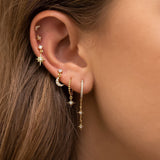 Daiiibabyyy Star Flat Helix Ear Lobe Cartilage Piercing Stud Earring Set for Women Tragus Rook Moon Pendant Chain Earing Chic New Jewelry