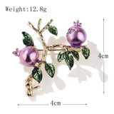 Daiiibabyyy Chinese Style Plant Brooch Pomegranate Women Romance Fashion Jewelry Purple Suit Accessories Enamel Inlay Zircon Free Shipping