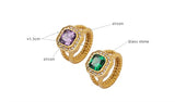 Daiiibabyyy Punk Titanium Steel Glass Zircon Hip Hop Ring for Women Men Retro Trend Exaggerated Finger Ring Party Jewelry Accessories