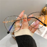 Vintage New Oval Metal Frame Glasses Women Fashion Optical Myopia Blocking Eyewear Popular Reading Anti-blue Light Eyeglasses daiiibabyyy