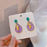 Daiiibabyyy Unique Design Purple Flowers Butterfly Drop Earrings for Women Sweet Fairy Mystery Shiny Crystal Resin Yarn Earring Jewelry