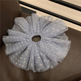 Daiiibabyyy 26cm Super Large Lace Dots Hair Scrunchies for Women Fairy Elegant Mesh Dot Hair Bands Oversized Ponytail Holder Lady Hair Ties
