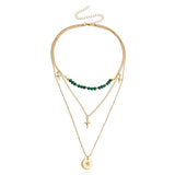 Daiiibabyyy Multi-layer Pendant Necklace Jewelry New Multi-layer Pendant Necklace Female Jumper Chain Personality Tide Cool Hundred