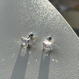 Daiiibabyyy Simple Crystal Stud Earrings for Women Squares Ear Piercing Cartilage Lobe Rook Tragus Helix Flat Body Jewelry for Girls KAE337