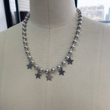 Daiiibabyyy Vintage Exquisite Star Charms Pendant Necklaces Trendy Jewelry Cool Y2k Shiny Crystal Star Chains Choker for Women Party