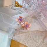 Daiiibabyyy Unique Design Purple Flowers Butterfly Drop Earrings for Women Sweet Fairy Mystery Shiny Crystal Resin Yarn Earring Jewelry