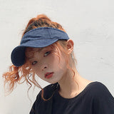 Daiiibabyyy Korean Version Cotton Empty Top Baseball Cap Women Tide Outdoor Leisure Sport Cap Sunblock Duck Tongue Hat
