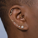 Daiiibabyyy Korean Fashion Full Zirconia Stud Earrings For Women Crystal Geometry Gold Color Ear Elegant Party Jewelry Accessories OHE128