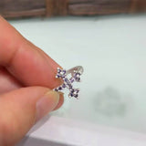 Daiiibabyyy 2023 New Trendy Cross Flower Open Rings For Women High Grade Luxury Unique Shinning Zirconia Stone Paved Jewelry Ring
